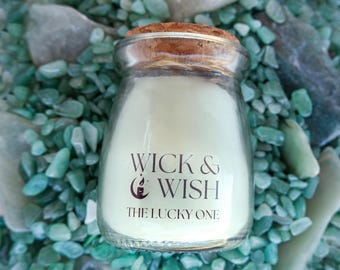 La Afortunada – Vela de Aventurina Verde / Prosperidad, Crecimiento y Oportunidad / Regalo para Ella