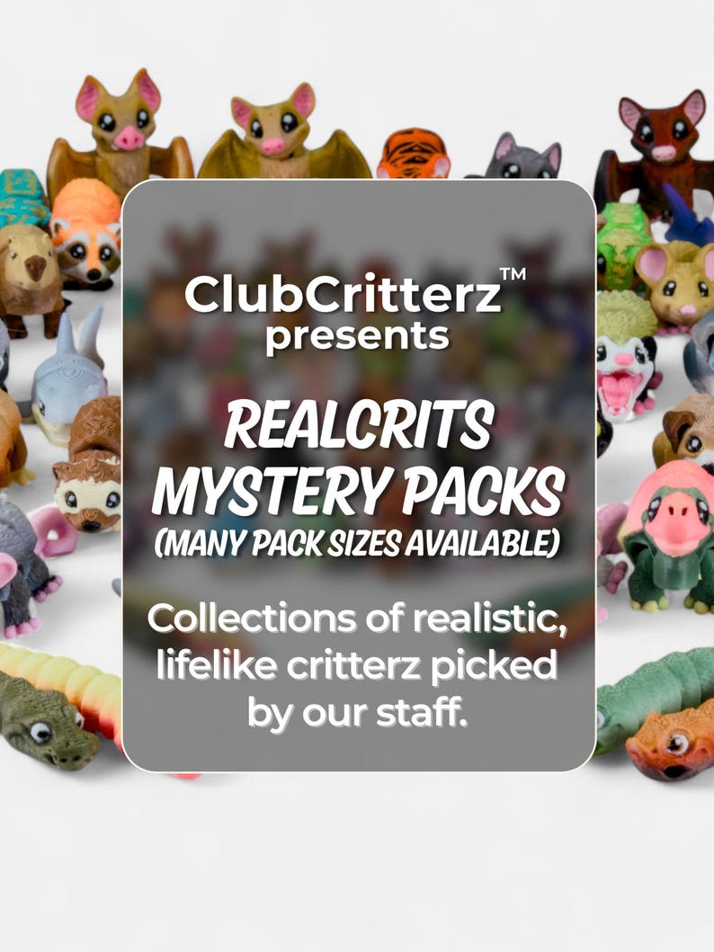 Realistic Fidget Toy Mystery Pack | Lifelike 3D Printed Animals | Surprise Bundle Pocket Pets image 2