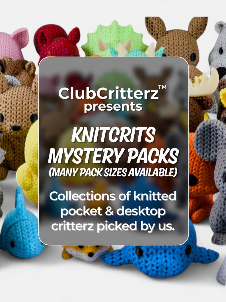 Knitted Animals Mystery Pack | Whimsical Knit-Textured Animals | Cozy 3D Printed Figurines | Decorative Pocket Pets image 2