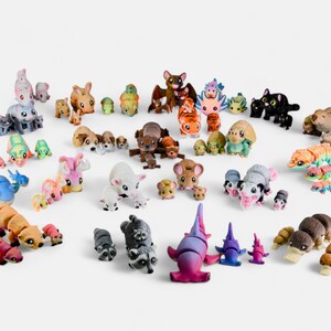 Conjuntos de animales flexibles impresos en 3D (paquetes familiares) / 3 tamaños del mismo animal realista por paquete / Familias de animales realistas imagen 3