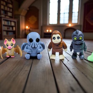 Fantasy Fidget Toys | 3D Printed Loch Ness Vampire Jackalope Yeti Mummies Skeletons | Sensory Play | 6-Piece Magical Collection image 3