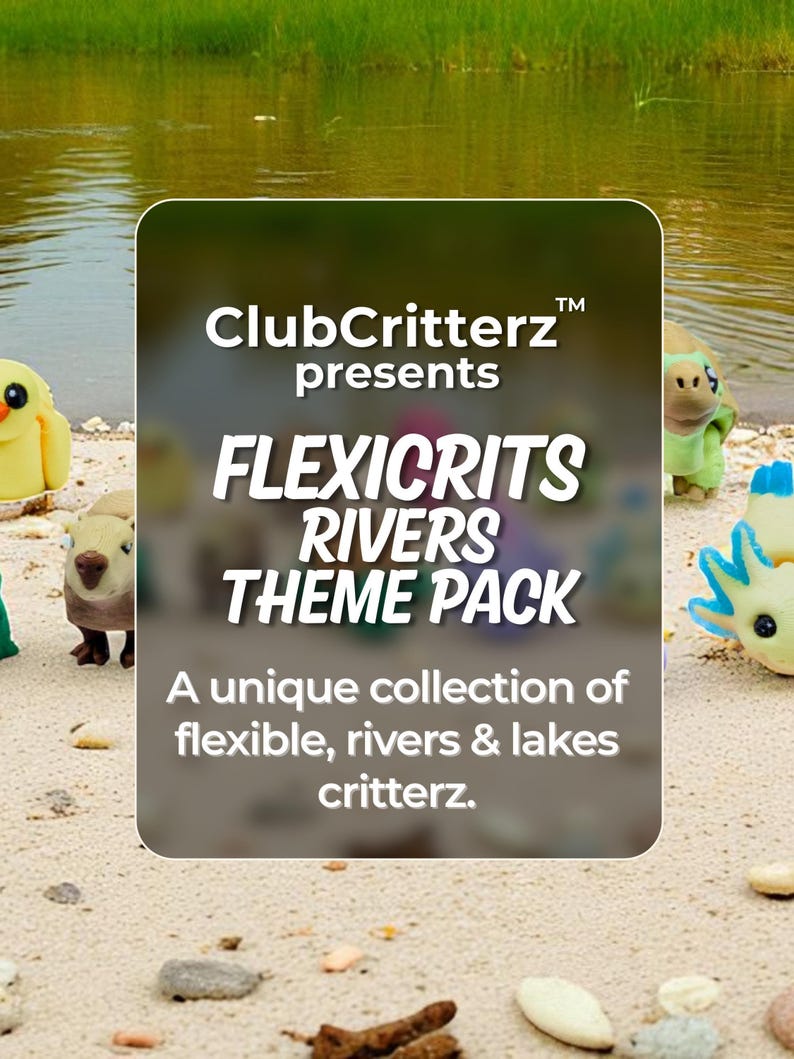 River Animal Fidget Toys | 3D Printed Beaver Axolotl Frog Duck Turtle Otter Platypus Tortoise | Aquatic Fun | Sensory Play | 11-Piece Set afbeelding 2