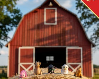 Barnyard Fidget Toys | 3D Printed Flexible Farm Animals | Cow Horse Pig Chicken Sheep | Sensory Play | 5-Piece Collection