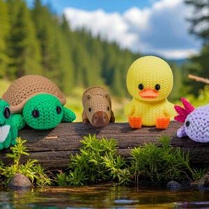 River Animal Fidget Toys | 3D Printed Knit-Textured | Axolotl Frog Duck Turtle Otter | Aquatic Fun | Sensory Play | 5-Piece Set image 3