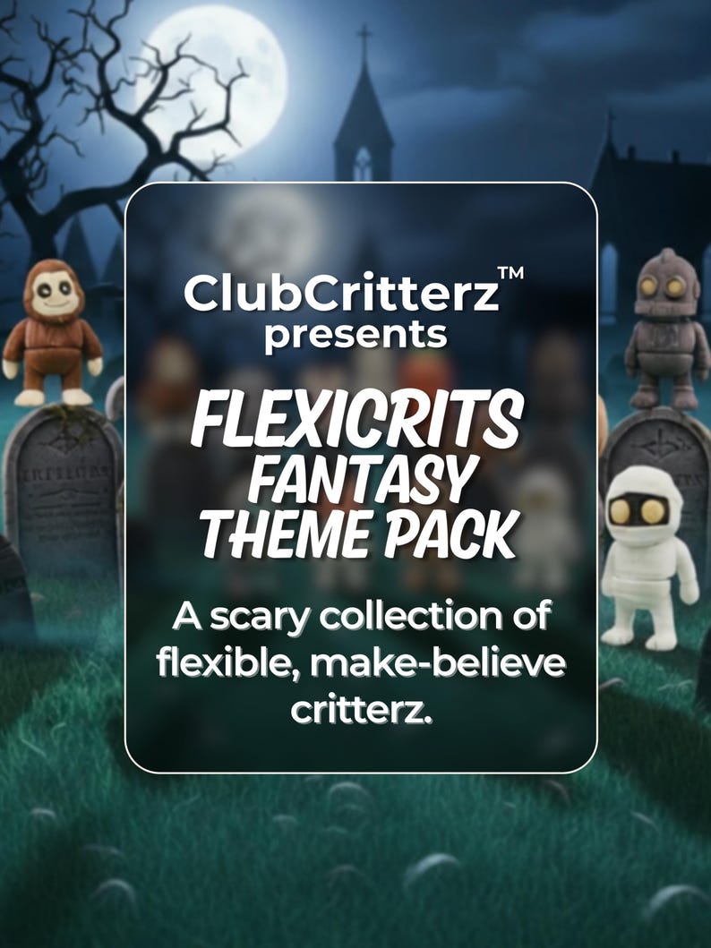 Fantasy Fidget Toys | 3D Printed Loch Ness Vampire Jackalope Yeti Mummies Skeletons | Sensory Play | 6-Piece Magical Collection image 2