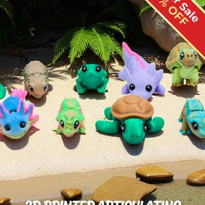 Reptile Fidget Toys | 3D Printed Snakes Lizards Turtles | Sensory Play | 11-Piece Articulated Set Bild 1