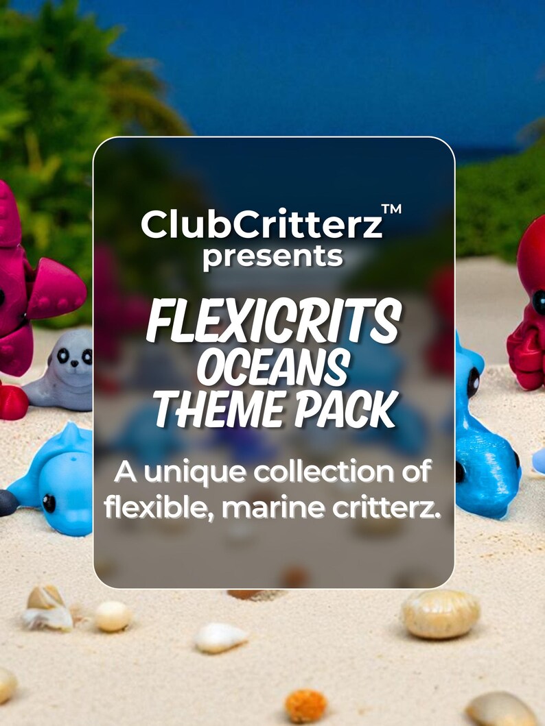 Ocean Fidget Toys | 3D Printed Flexible Sea Animals | Shark Dolphin Turtle Whale Octopus Lobster Manatee | Sensory Play | 13-Piece Set image 2