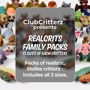 Conjuntos de animales flexibles impresos en 3D (paquetes familiares) / 3 tamaños del mismo animal realista por paquete / Familias de animales realistas imagen 2