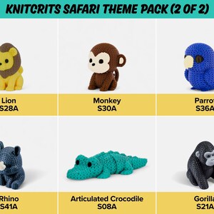 Safari Animal Fidget Toys | 3D Printed Knit-Texture Lion Elephants Croc Giraffe Hippo Rhino Monkey Gorilla | African Animals | 12-Piece Set image 5