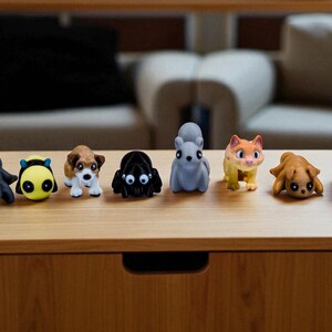 Household Animal Fidget Toys | 3D Printed Flexible Cats Dogs and Other Critterz | Household Animals | Sensory Play | 8-Piece Home Set image 3