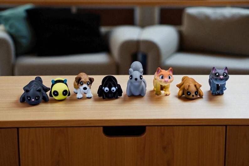 Household Animal Fidget Toys | 3D Printed Flexible Cats Dogs and Other Critterz | Household Animals | Sensory Play | 8-Piece Home Set image 3