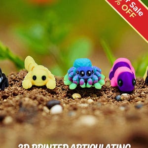 Insect and Arachnid Fidget Toys | 3D Printed Flexible Bee Caterpillar Scorpion Spiders | Articulated Creatures | Sensory Play | 5-Piece Set image 1