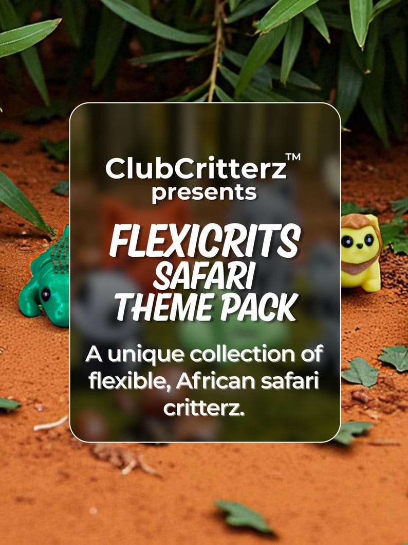 Safari Animal Fidget Toys | 3D Printed Articulated Lion Elephant Crocodile Monkey Python Tiger | African Animals | Sensory | 6-Piece Set image 2