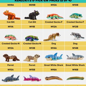 a table with different types of plastic animals