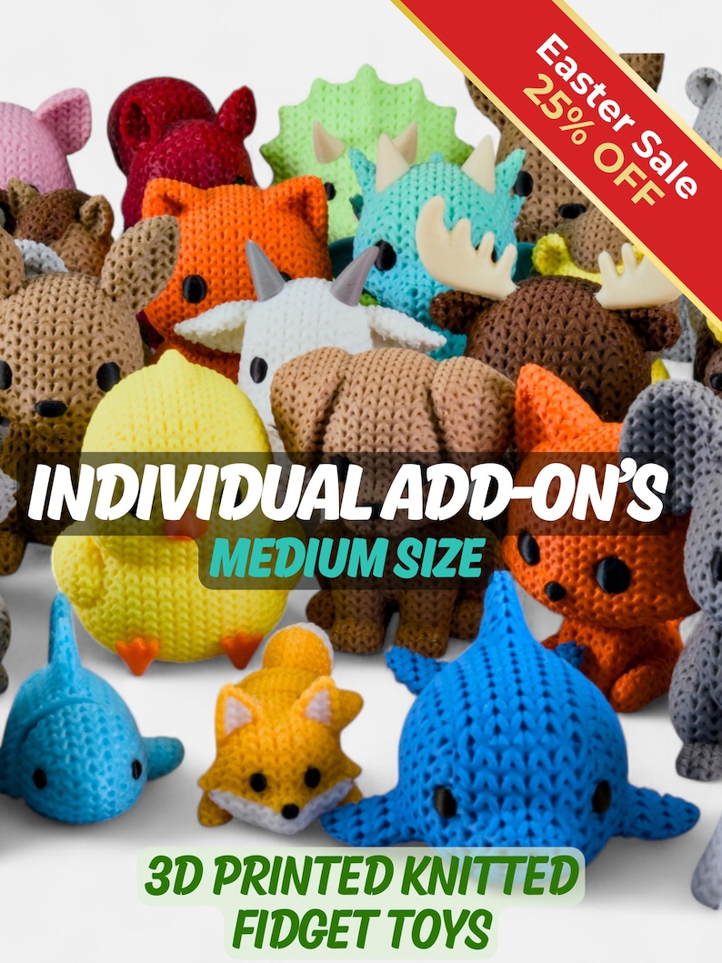 Medium Knitted Pocket Critterz | Size (1.4" - 2.8") | Individual Animals image 1