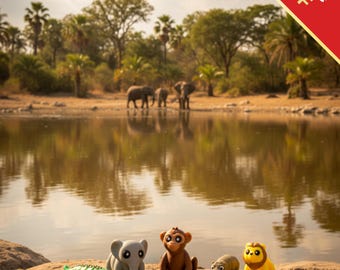 Safari Animal Fidget Toys | 3D Printed Articulated Lion Elephant Crocodile Monkey Python Tiger | African Animals | Sensory | 6-Piece Set