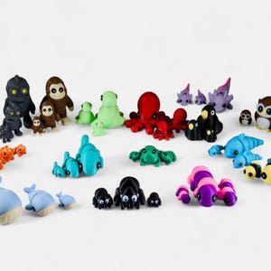3D Printed Flexi Animal Sets (Family Packs) | 3 Sizes of Same Cute Animal per Pack | Chunky Animal Families image 3