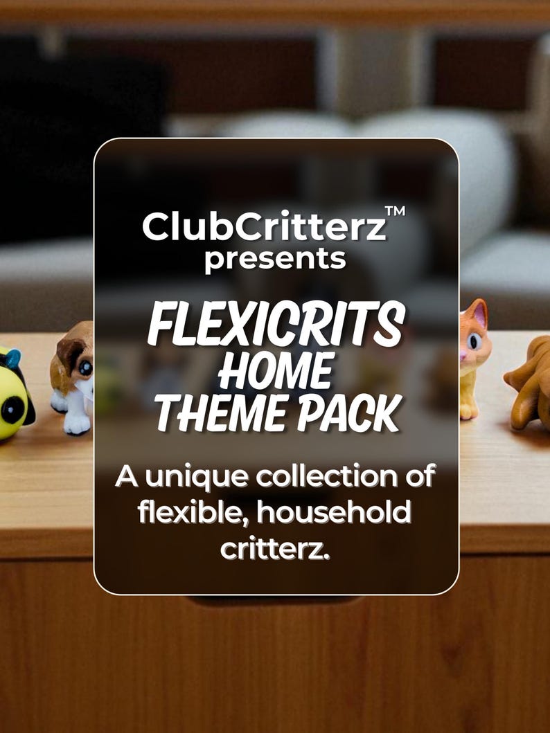 Household Animal Fidget Toys | 3D Printed Flexible Cats Dogs and Other Critterz | Household Animals | Sensory Play | 8-Piece Home Set image 2