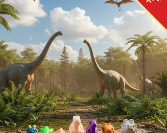 Dinosaur Fidget Toys | 3D Printed Articulated Dinos | Sensory Play | 7-Piece Jurassic Set