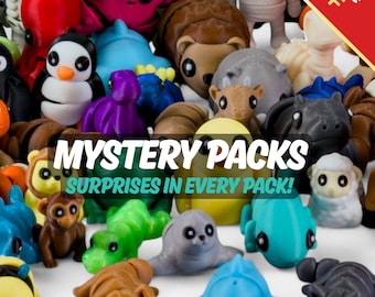 Pack sorpresa de animales antiestrés adorables y robustos / Animales impresos en 3D / Juguetes antiestrés Kawaii / Mascotas sorpresa de bolsillo