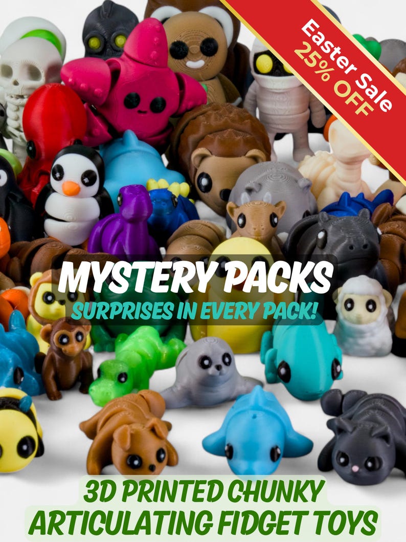 Cute & Chunky Fidget Animal Mystery Pack | 3D Printed Animals | Kawaii Fidget Toys | Surprise Pocket Pets image 1