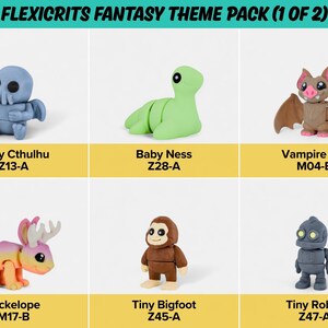 Fantasy Fidget Toys | 3D Printed Loch Ness Vampire Jackalope Yeti Mummies Skeletons | Sensory Play | 6-Piece Magical Collection image 4