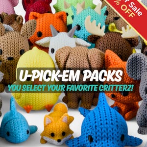 Custom Bundle Knitted Pocket Pets | Choose Your Animals | Medium (1.4" - 2.8") Size image 1