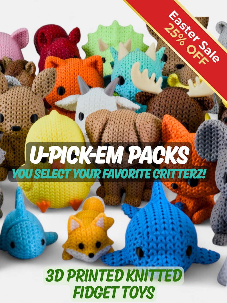 Custom Bundle Knitted Pocket Pets | Choose Your Animals | Medium (1.4" - 2.8") Size image 1