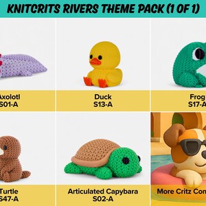River Animal Fidget Toys | 3D Printed Knit-Textured | Axolotl Frog Duck Turtle Otter | Aquatic Fun | Sensory Play | 5-Piece Set image 4