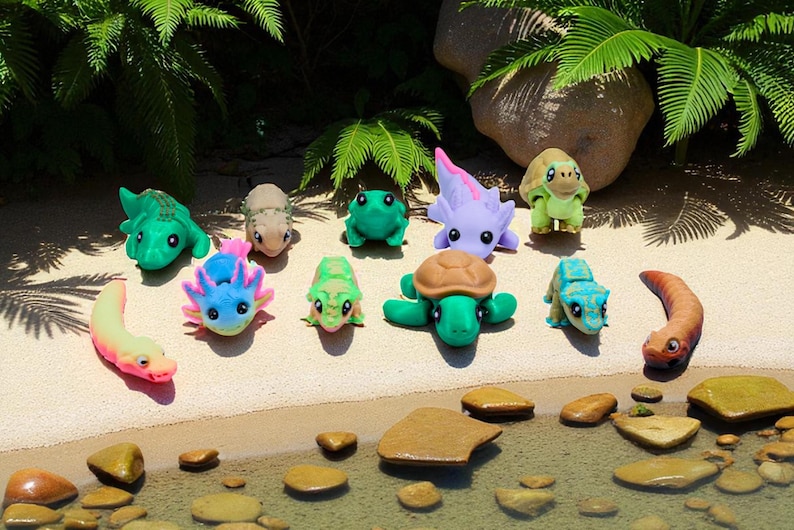 Reptile Fidget Toys | 3D Printed Snakes Lizards Turtles | Sensory Play | 11-Piece Articulated Set Bild 3
