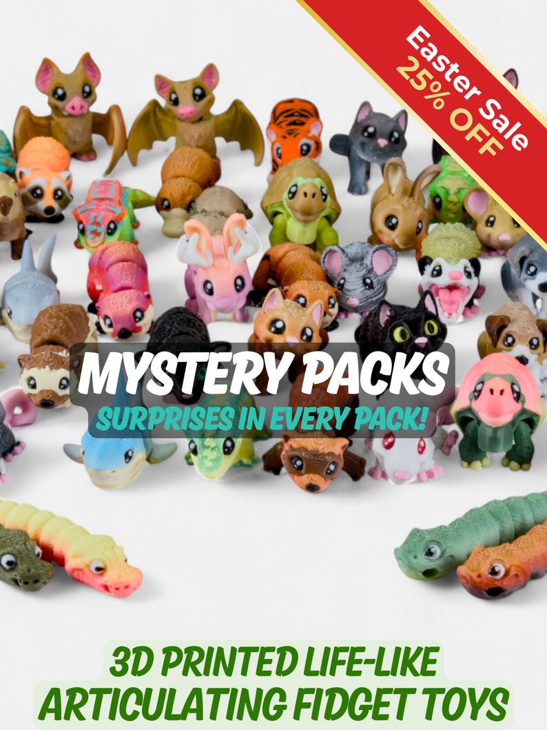Realistic Fidget Toy Mystery Pack | Lifelike 3D Printed Animals | Surprise Bundle Pocket Pets image 1