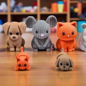 Household Animal Fidget Toys | 3D Printed Knit-Texture Cats Dogs and Other Critterz | Sensory Play | 7-Piece Home Set image 3
