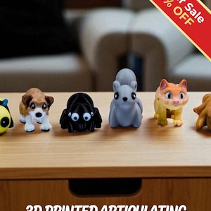 Household Animal Fidget Toys | 3D Printed Flexible Cats Dogs and Other Critterz | Household Animals | Sensory Play | 8-Piece Home Set image 1