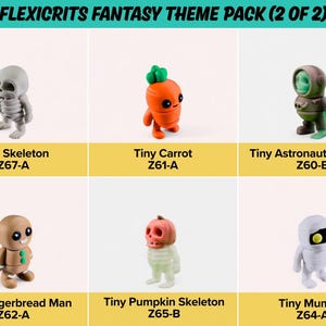 Fantasy Fidget Toys | 3D Printed Loch Ness Vampire Jackalope Yeti Mummies Skeletons | Sensory Play | 6-Piece Magical Collection image 5