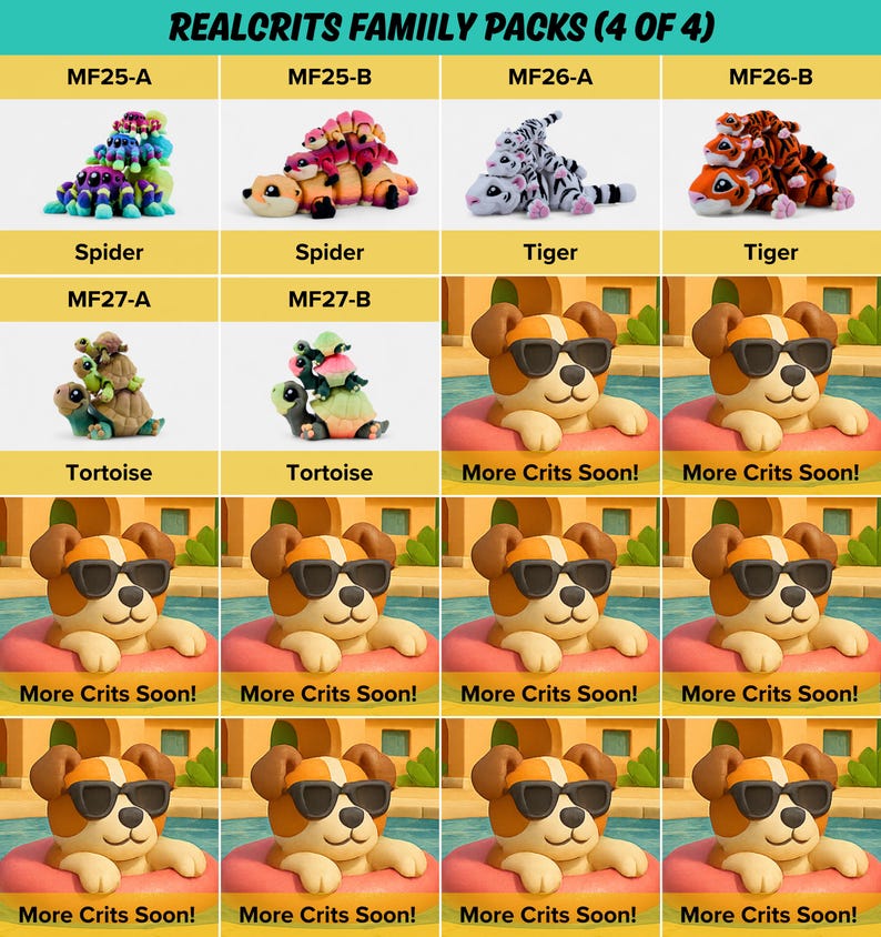 The image is a collage of four images, each featuring a different stuffed animal character, including a dog, a cat, a spider, and a tiger. The stuffed animals are wearing sunglasses and are arranged in a grid-like pattern.