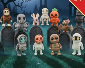 Fantasy Fidget Toys | 3D Printed Loch Ness Vampire Jackalope Yeti Mummies Skeletons | Sensory Play | 6-Piece Magical Collection