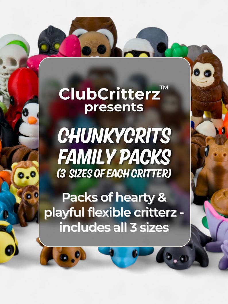 3D Printed Flexi Animal Sets (Family Packs) | 3 Sizes of Same Cute Animal per Pack | Chunky Animal Families image 2