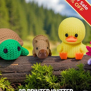 River Animal Fidget Toys | 3D Printed Knit-Textured | Axolotl Frog Duck Turtle Otter | Aquatic Fun | Sensory Play | 5-Piece Set image 1
