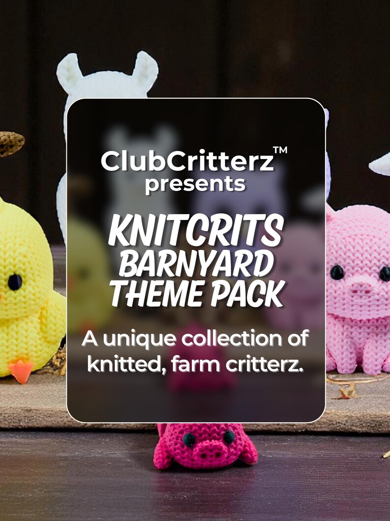 Barnyard Fidget Toys | 3D Printed Knit-Textured Farm Animals | Cow Alpaca Owl Pigs Chicken Horse Goat | Sensory Play | 8-Piece Collection image 2