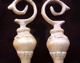 Brass Ear Weights, Pair, Borneo, Long Drops