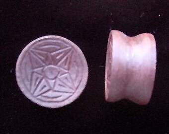 Hardwood Hand Carved Ear Lobe Plugs With Geometric Designs