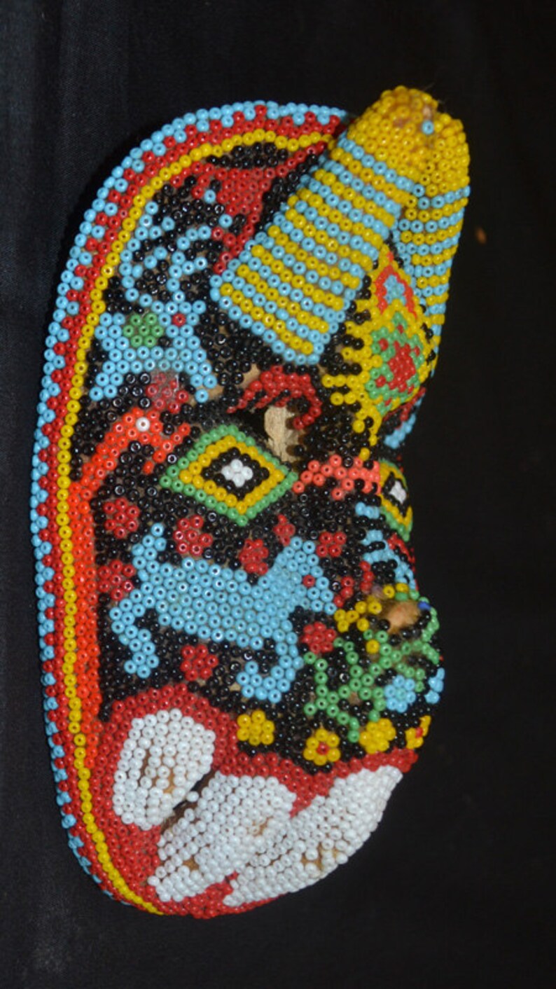 Huichol Beaded Mask Strange Small Mexico Etsy