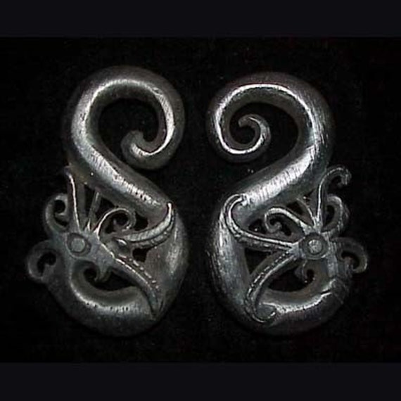 Ear Ornaments, Borneo Dayak, Carved Wood - image 1