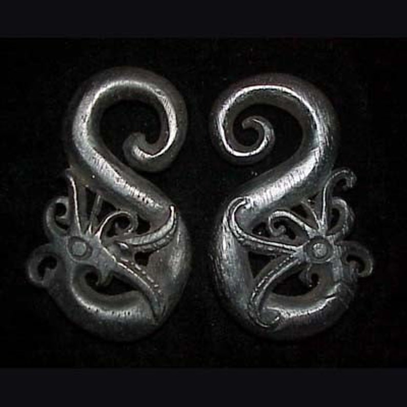 Ear Ornaments, Borneo Dayak, Carved Wood Etsy