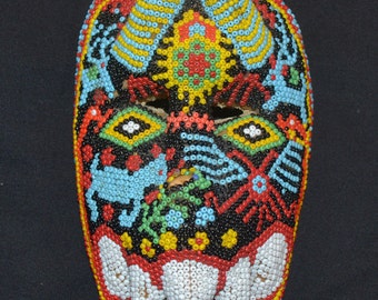 Huichol Beaded Mask, Strange, Small, Mexico