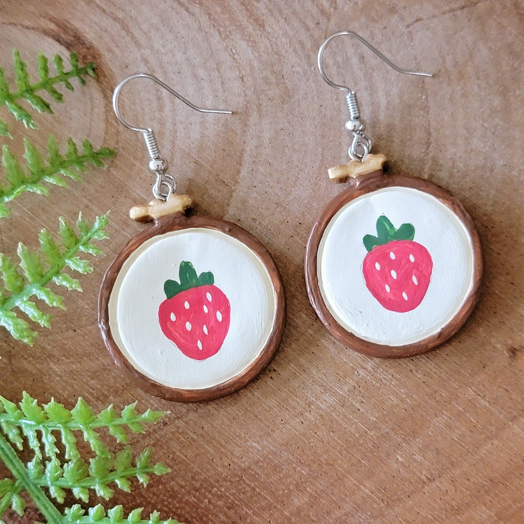 Cottagecore Embroidery Hoop Earrings Etsy