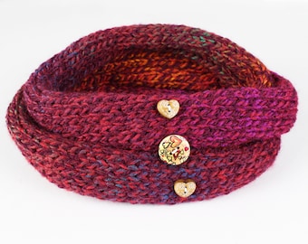 Cranberry Nuzzler - Deep Red Neckwarmer Valentines Circle Scarf for Ladies. Cute red infinity scarf - a perfect stocking filler idea.
