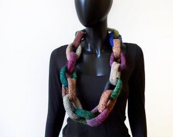Woodland Chain Infinity Scarf - Rich Brown Infinity Chain Link Scarf - Warm Winter Cowl Mother's Day