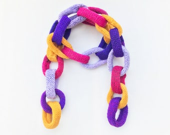 Jelly Bean Chain Scarf • Original Chain Scarves - Colourful Scarf for Adults - Bright Colorful Chain Link Scarf - Multi Coloured Chain Scarf