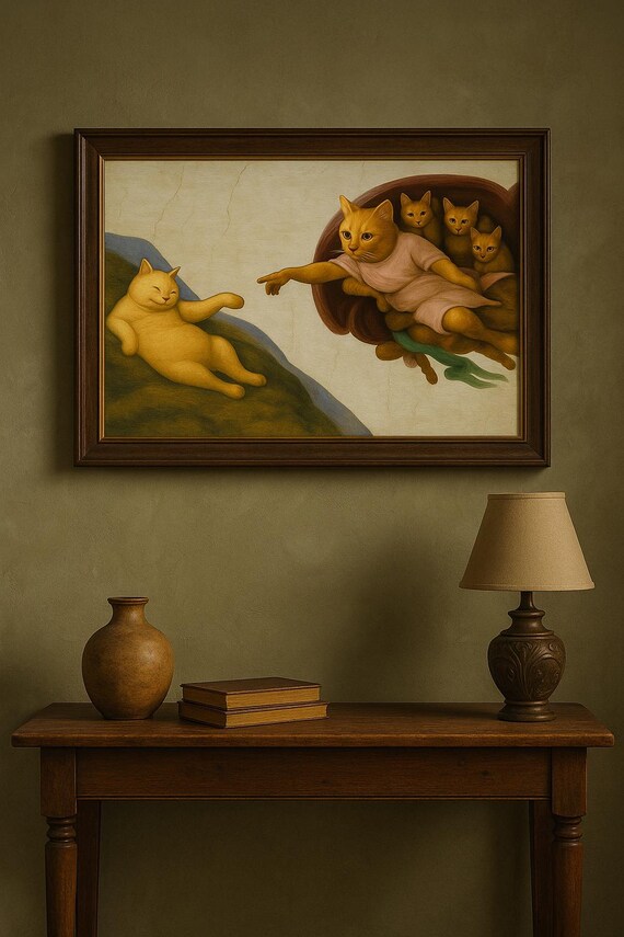 The Creation of Cat-dam - Funny Cat Digital Wall Art - Etsy